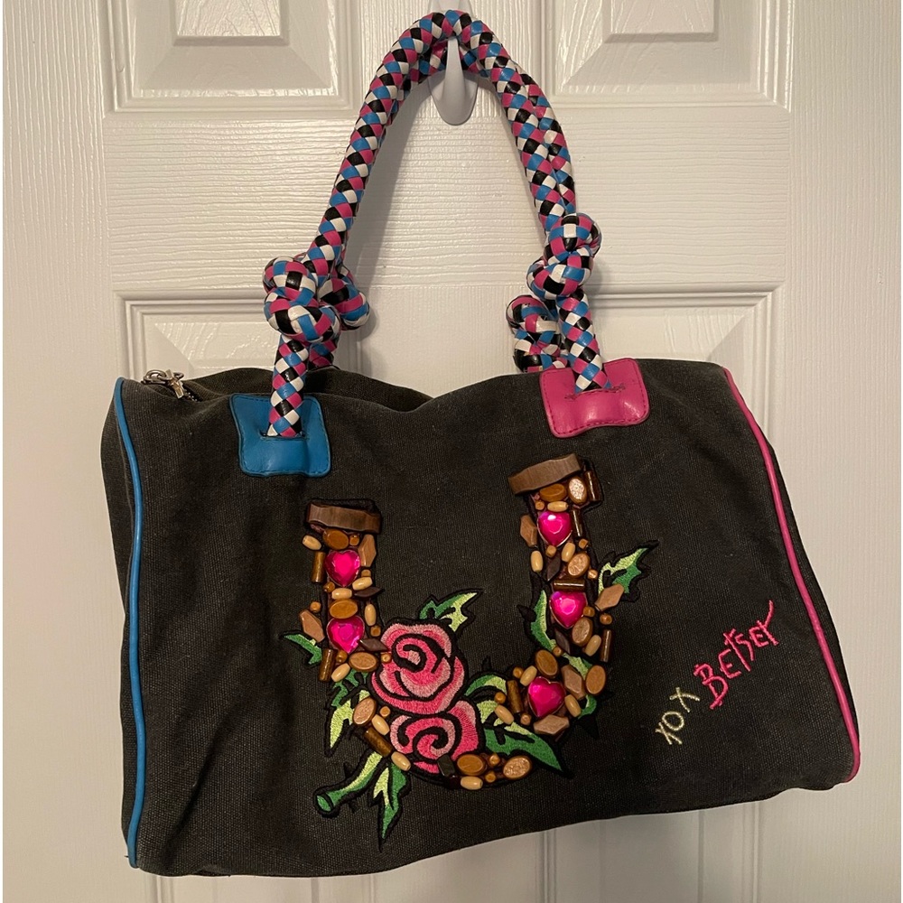Betsey Johnson Canvas Horseshoe Bag